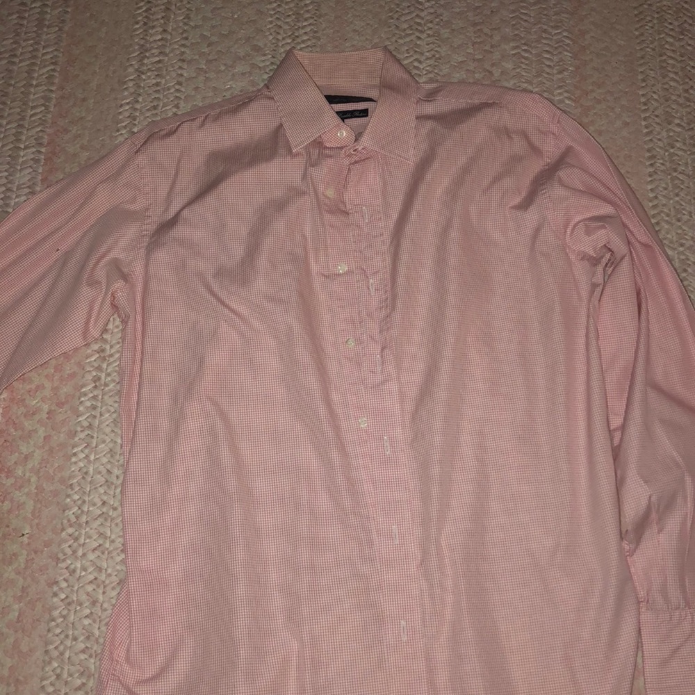 Men’s Alain Figaret slim fit pink checkered shirt